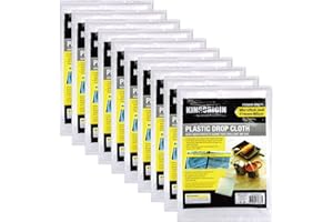 KINGORIGIN King Origin Plastic Drop Cloth, 10 Piece Drop Cloth for Painting, 9x12 Feet, Waterproof and Dust-Proof Clear Cloth, Paint Tarps Drop Cloth for Furniture Cover