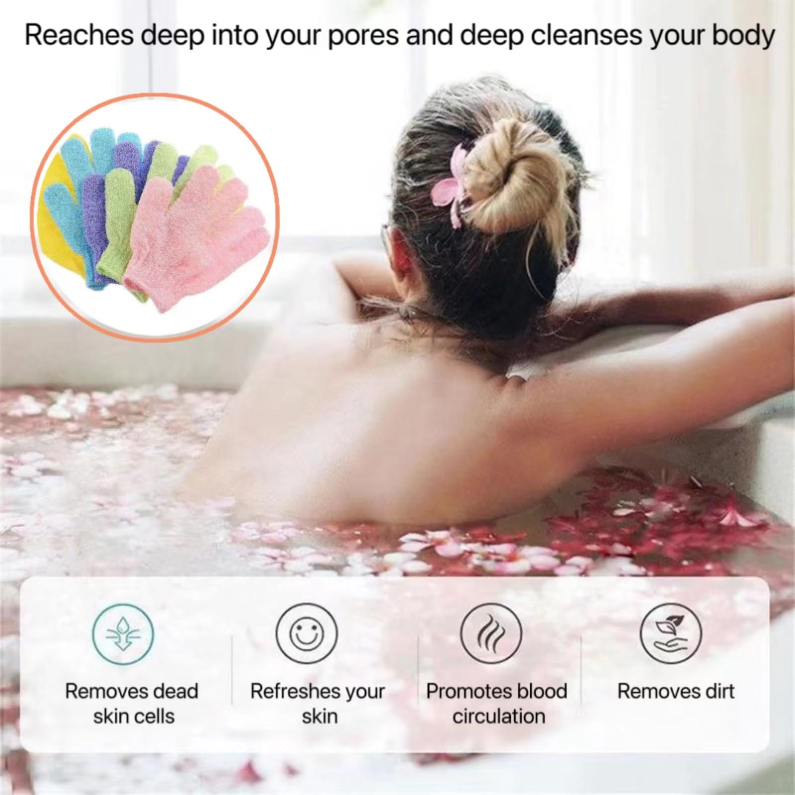 12 Pcs Exfoliating Bath Gloves,Deep Scrubbing Dead Skin Shower Gloves for Beauty Spa Massage Skin Shower Body Scrubber and Suitable for Men,Women