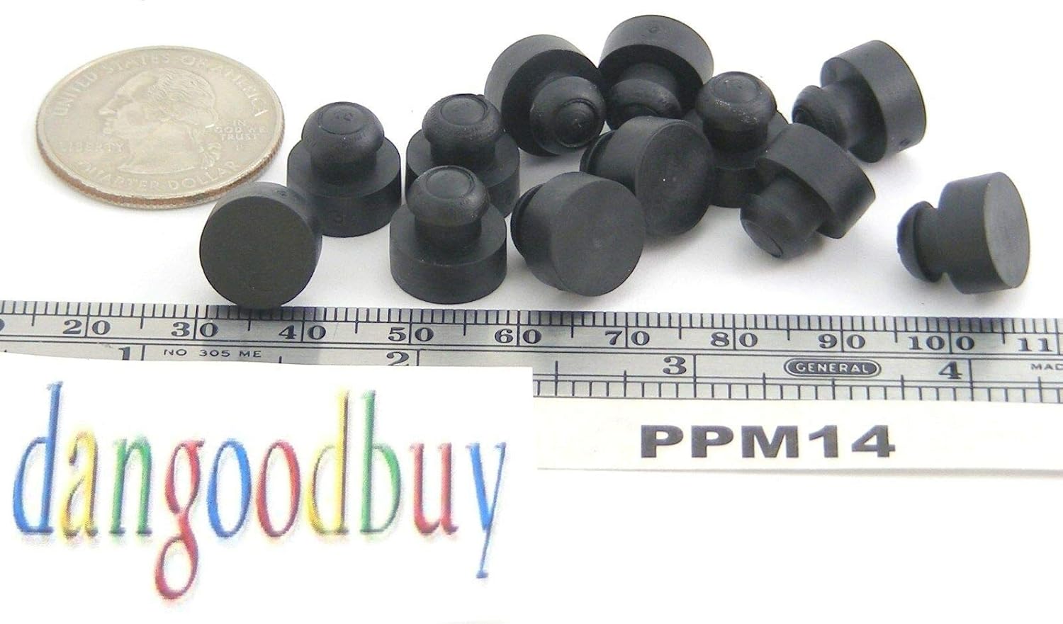 8 PushIn Rubber Bumper Bushing Stem is 1/2",Center Hole is 3/16" in