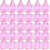 Paterr 30 Pcs Clear Tote Bag Stadium Approved Bulk 10 x 10 x 4 inch Plastic Tote Gifts Bags with Handle for Women Sports Gym(Dark Pink)