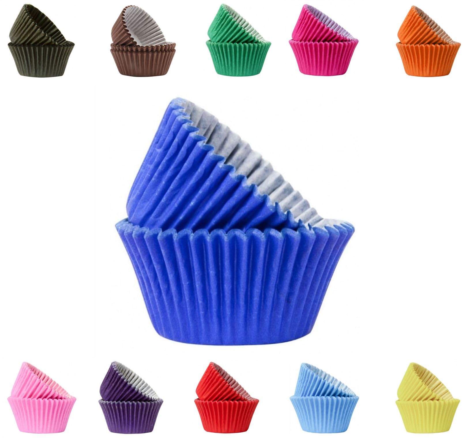 Vibrant, Colourful Baking Cupcake Cases, Greaseproof Paper Baking Cups 50mm Cup Cake Muffin Cases (50, Blue)