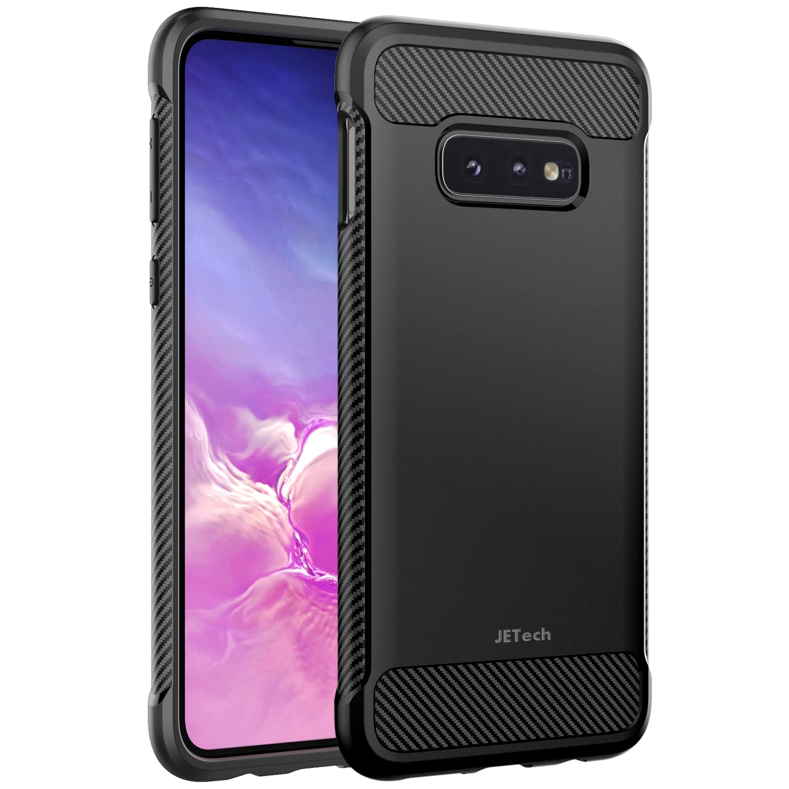 Photo 1 of JETech Slim Fit Case for Samsung Galaxy S10e, Thin Phone Cover with Shock-Absorption and Carbon Fiber Design (Black)