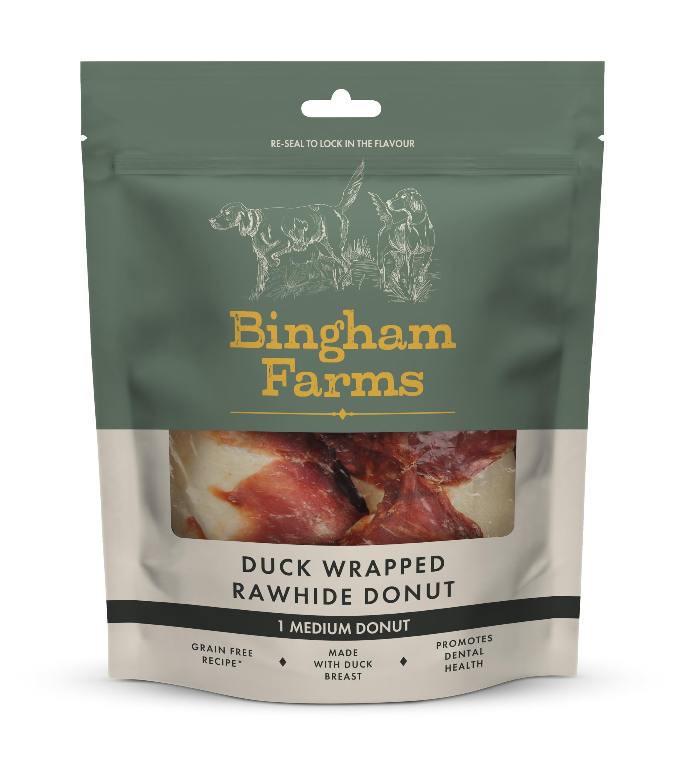Bingham Farms Duck Wrapped Rawhide Donut Dog Treat - Dental Chew, Nutritious, Natural Flavour, High Protein - 75 g