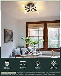 Industrial 4-Light Semi Flush Mount Ceiling Light