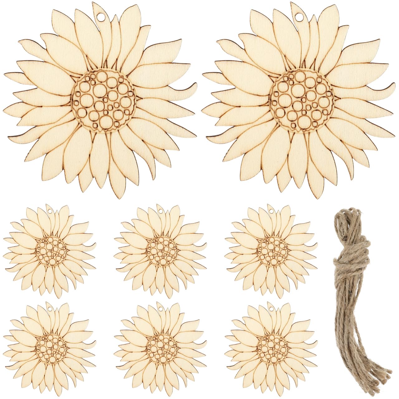 Milisten 10pcs Unfinished Wood Cutouts Sunflower Wood Shapes Pieces Wood Discs Slices for DIY Craft Spring Decorations