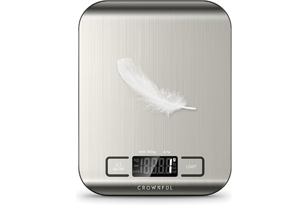 CROWNFUL Food Scale, 11lb Digital Kitchen Scales Weight Ounces and Grams for Cooking and Baking, 6 Units with Tare Function (