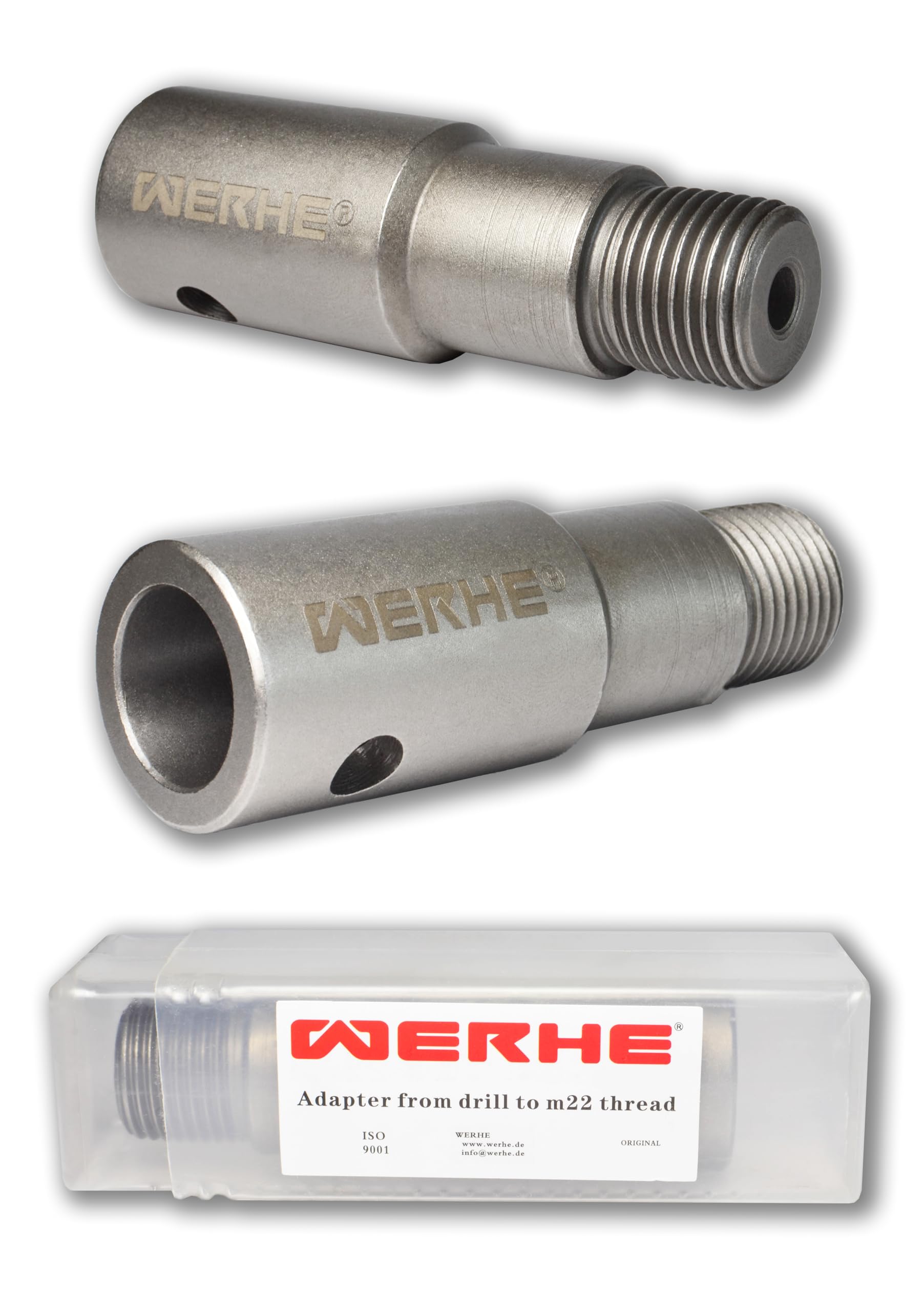 WERHE Adapter Auger to m22 - for Auger Machine for Drilling with the Concrete Hole Saw - Adapter for Petrol or Electric Auger for core Drills with Connecting Rod Drills for Cement Stone wall