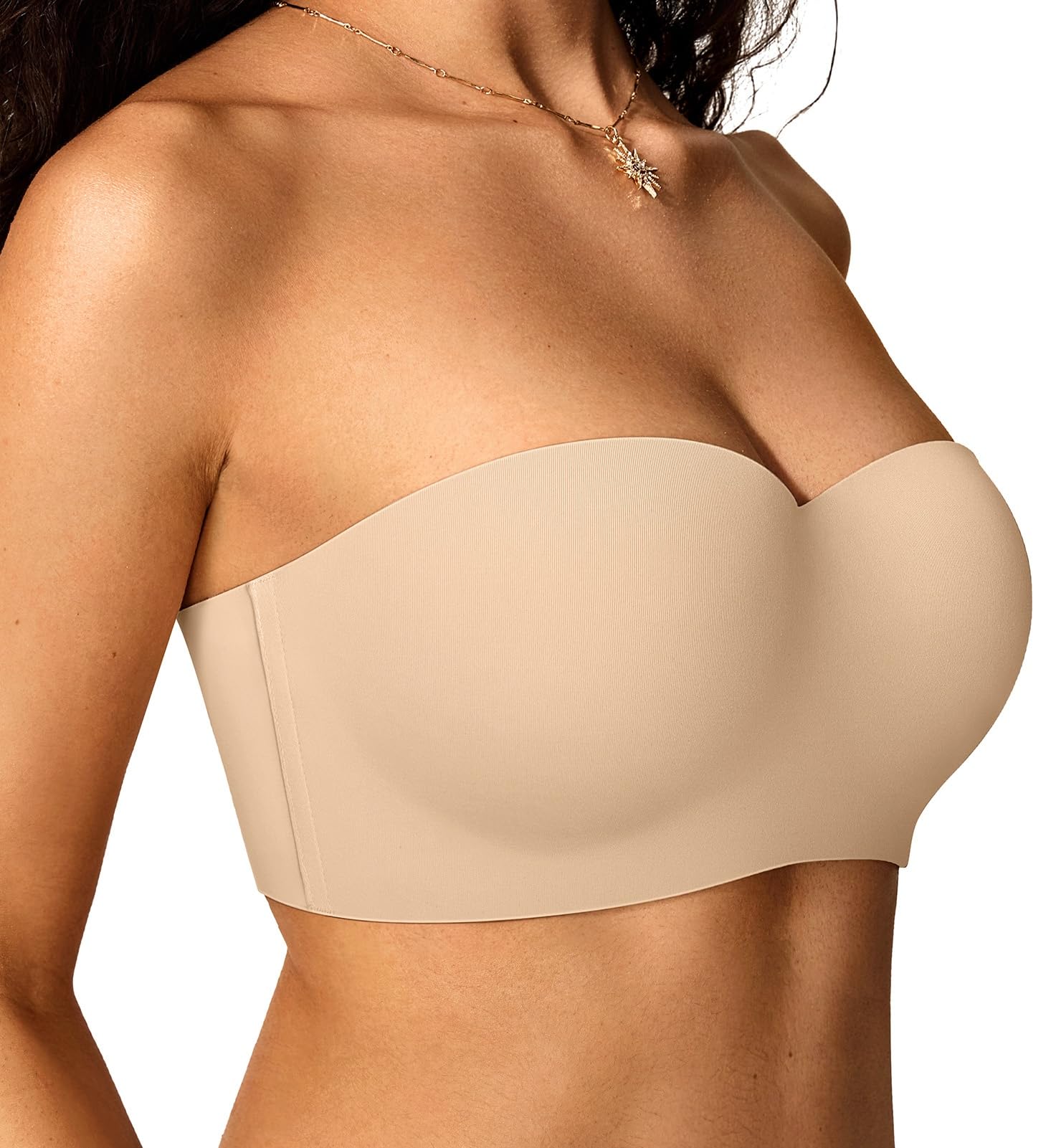 Photo 1 of OEAK Womens Strapless Bras Wireless Non-Slip Tube Top Push Up Bralette Seamless Padded Bandeau Bra Everyday Convertible Bra Nude 34B