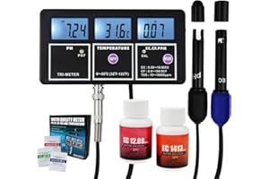 GAIN EXPRESS 5-in-1 Water Quality Multi-Parameter PH EC CF TDS (ppm) Temperature Test Meter Backlight, Wall-mountable Rechargeable Continuous Monitor Tester, Aquariums Hydroponics Pool Fish Tank Pond Drinking