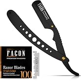 Fac&oacute;n Straight Razors for Men - Professional Barber Straight Edge Razor Kit with 100 Blades, Classic Stainless Steel Barbero Shaver for a Smooth &amp; Precise Shave, Premium Barber Razor for Men's Shaving