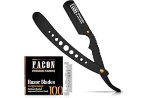 FACON Facón Straight Razors for Men - Professional Barber Straight Edge Razor Kit with 100 Blades, Classic Stainless Steel Barbero Shaver for a Smooth & Precise Shave, Premium Barber Razor for Men's Shaving