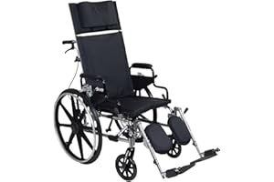 Drive Medical Viper Plus GT Full-Reclining Transport Wheelchair with Detachable Desk Arms, Black
