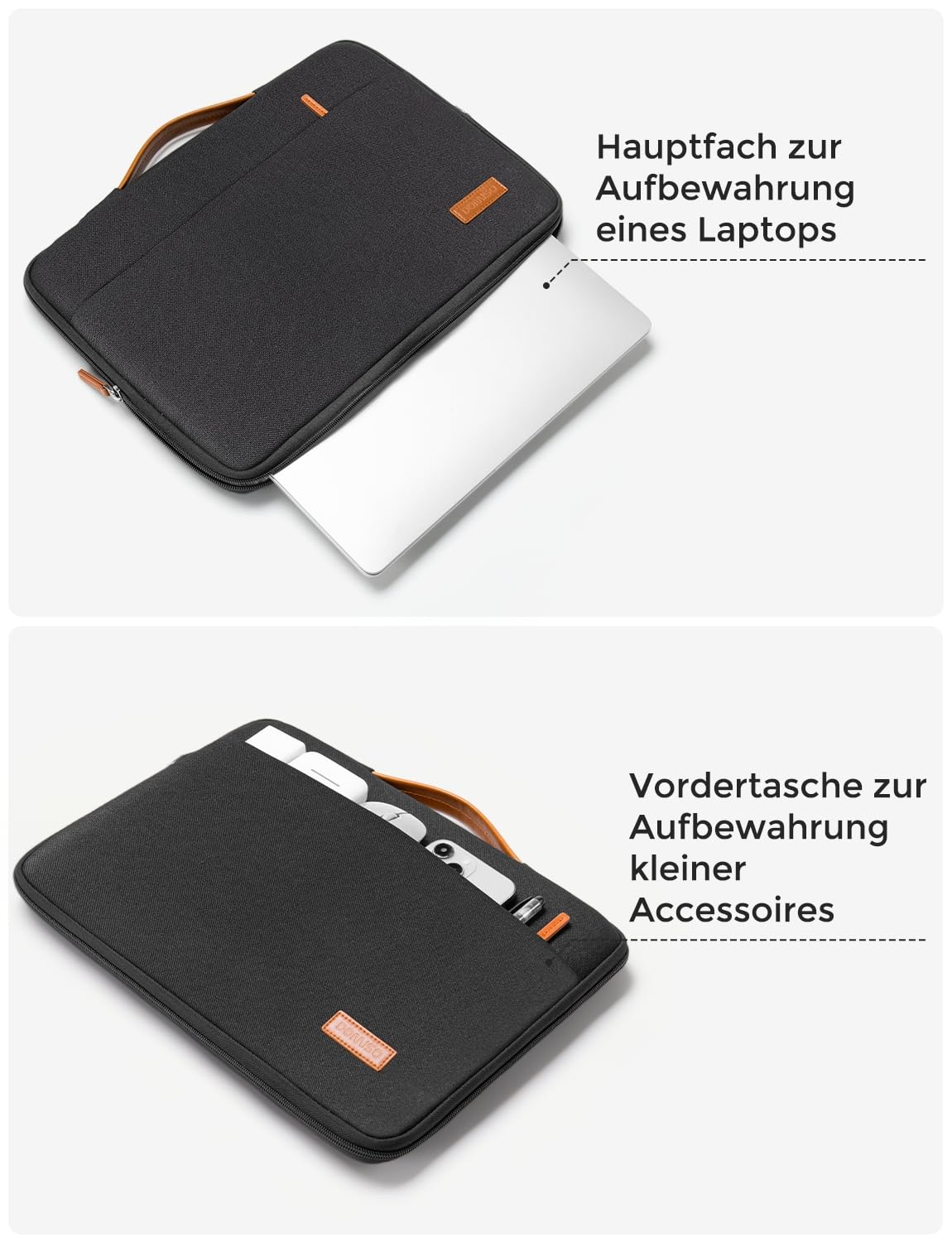 DOMISO Laptoptasche 15.6 zoll Laptop Hülle Tasche für 16 Zoll MacBook Pro 16 M5(2026)/M4(2025)/M3/M2/Max,15,6 zoll Laptophülle Damen Wasserdicht Notebook Sleeve Case Bag Schutzhülle mit Griff,Schwarz 5