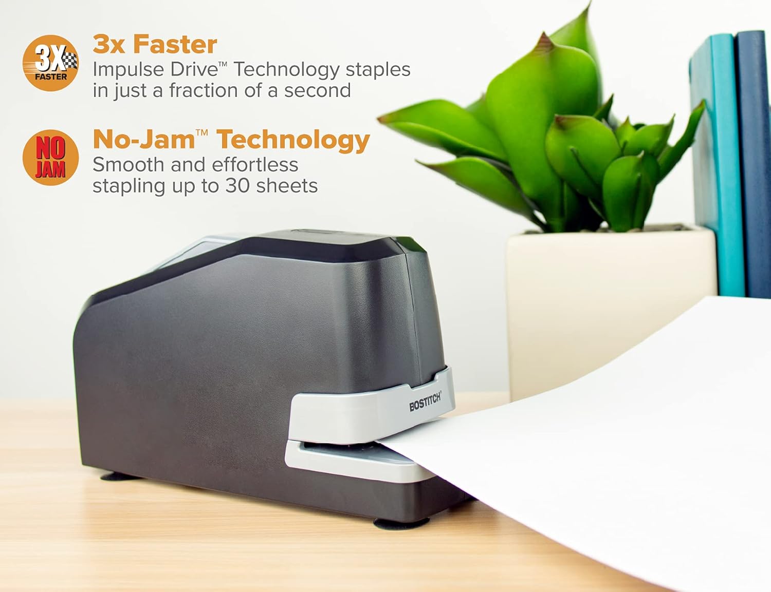 Bostitch Office Impulse 30 Sheet Electric Stapler Value Pack - Heavy Duty, No-Jam with Trusted Warranty Guaranteed by Bostitch, Black (02638) : Desk Staplers : Office Products