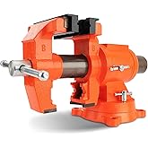 PONY Heavy Duty Bench Vise, 5-inch Jaw Width and Opening, 360-Degree Swivel Base With Anvil, Utility Combination Pipe Home Vi