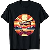 C-172 Skyhawk Vintage C172 Airplane Retro Sunset Pilot T-Shirt