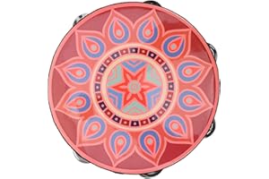 ibasenice Hand Drum Tambourine 8 Inch Wooden Frame Stainless Steel Jingles Handheld Percussion Instrument for Dance Performance Wedding and Party