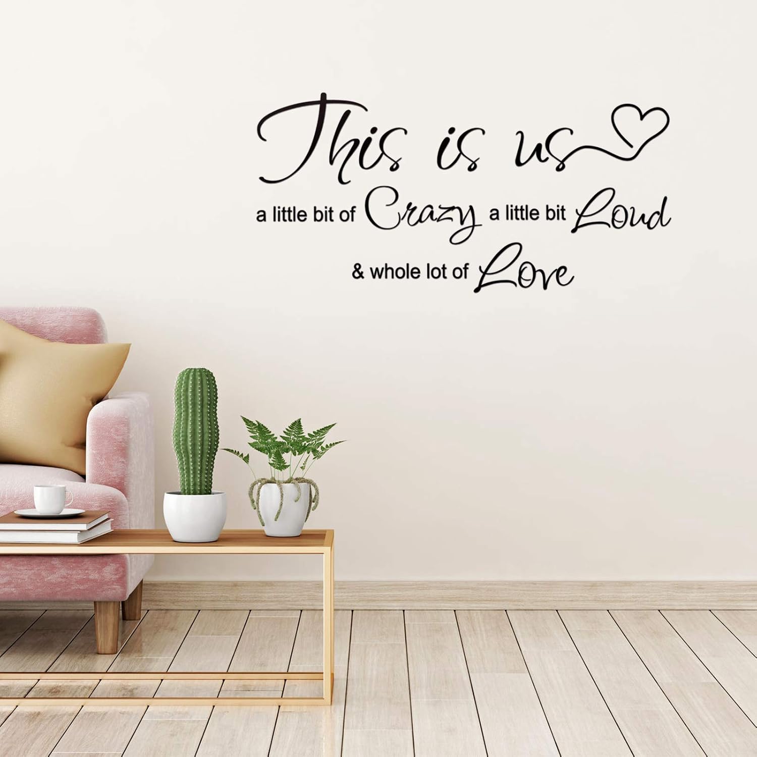 This is Us Crazy Loud Love Wall Decal Vinyl Love Quote Wall Decal Inspirational Family Quote Sticker Art Lettering Saying Home Decoration for Bedroom Living Room Office - Image 3