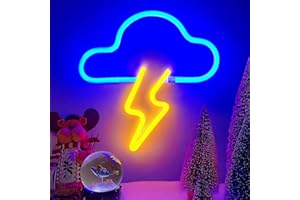 BERNICEKELLY Neon Sign LED Cloud Lightning Neon Signs for Wall Decor Hanging Neon Light Battery or USB Powered Light Up Neon Lights for Bedroom Aesthetic Kids Room Living Room Bar Party Christmas Wedding Yellow