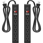 Power Strip Surge Protector, 6 Feet Extension Cord, 600 Joules Surge Protection, Multiple Protection 6 Outlet Strip, ETL Listed 2 Packs