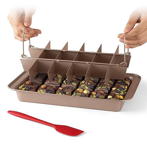 Ailelan Brownie Pan with Dividers Non-Stick Backing, Lasagna Pan