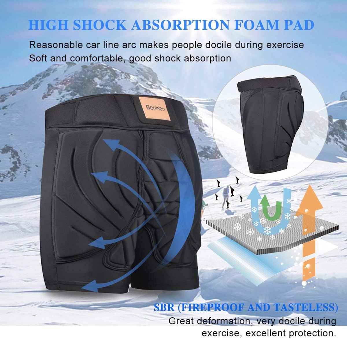BenKen Hip Protective Padded Short Pants: Clothing