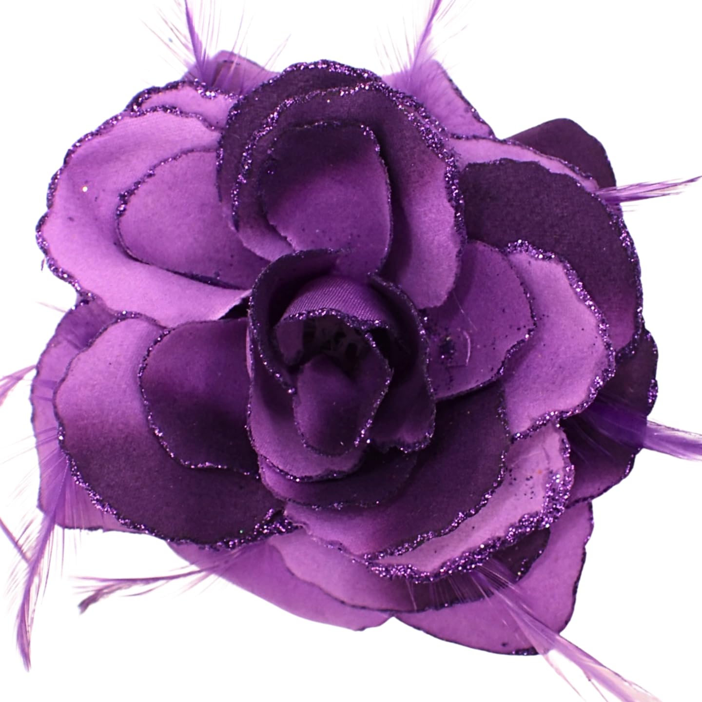 Topkids Accessories Rose Flower Hair Clip Hairband Floral Corsage Fascinator Hair Band Aligator Beak Grip for Women & Girls Wedding Prom Party Special Occasion (Purple 2Tone) — image 1