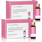 Relumins Glutathione Shots | Self-Love Essential | USA's No.1 Liquid Glutathione Drink with Collagen & Antioxidant Boost for Radiant Skin | Pomegranate Flavor | Made in USA | 20 Bottles x 50ml