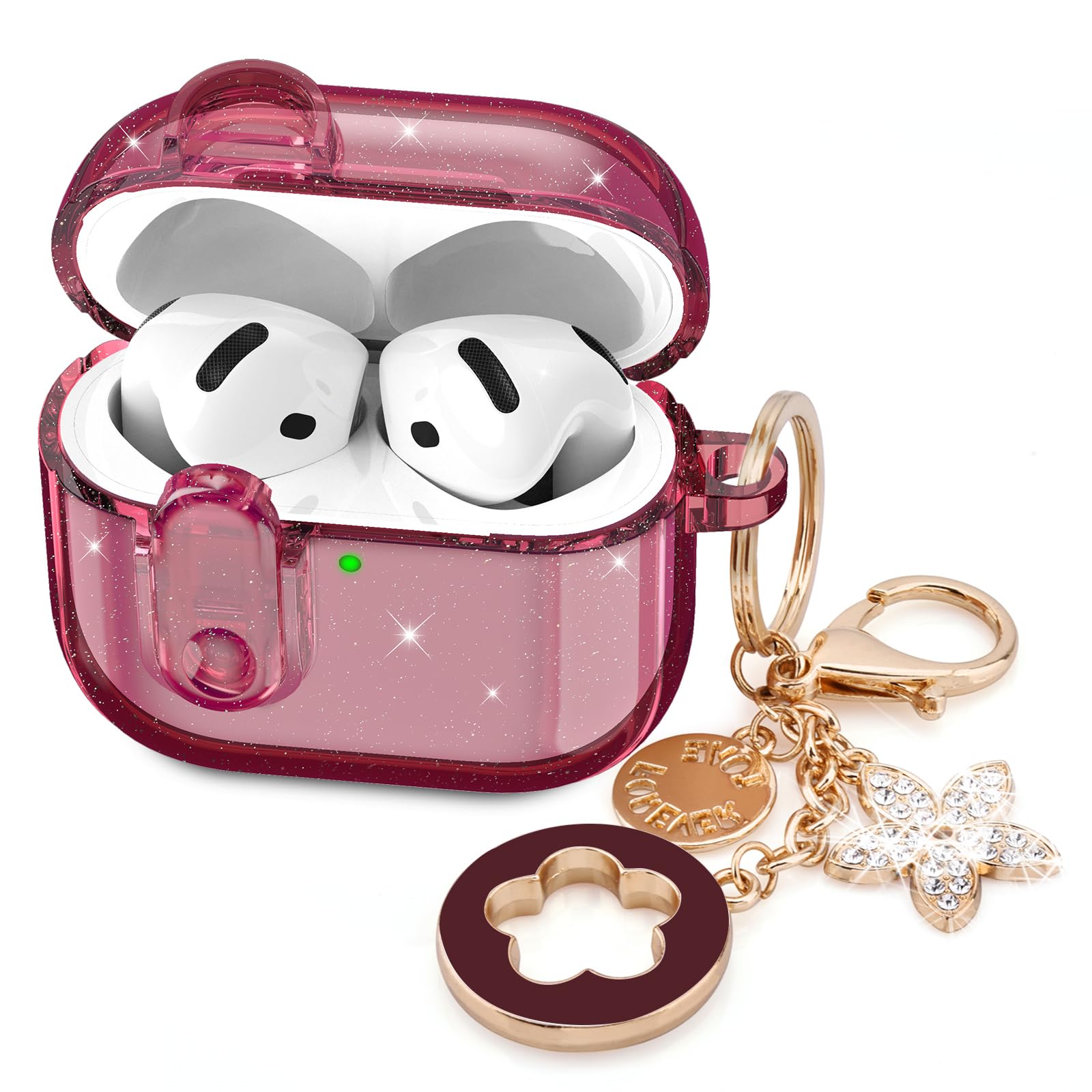 Photo 1 of (with Safety Lock) VISOOM 2025 Clear Cases for Airpods iPods 4 Case Cover Women, Bling Airpod iPod 4 Case Soft 4th Gen Air Pods iPods Cases with Keychain for Apple Headphones Airpods4 Generation