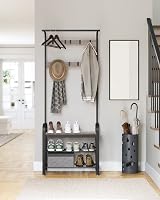 VASAGLE Coat Rack 4-in-1 with Shoe Storage Bench Hallway Organizer Greige Black view 9
