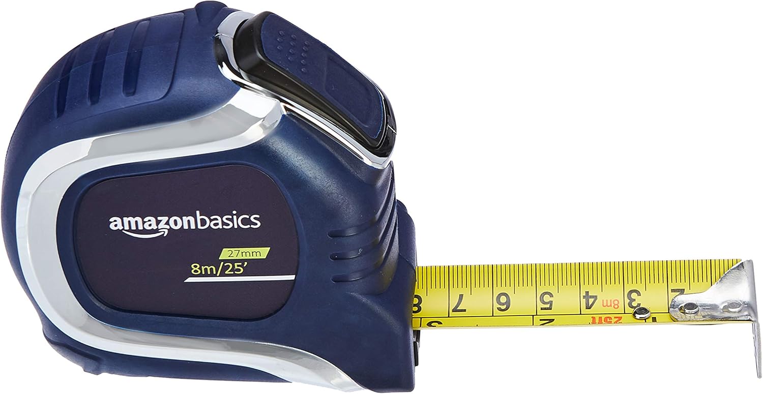 AmazonBasics Heavy Duty Tape Measure 25Feet (8Meters), Inch/Metric