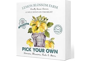 RUVOTY Summer Desk Decor,Lemon Blossom Farm Wooden Plaque Sign Desk Decor,Farmhouse Fruit Lemon Wood Block Sign Desk Decorations for Country Home Kitchen Farm Garden Shelf Table Decor