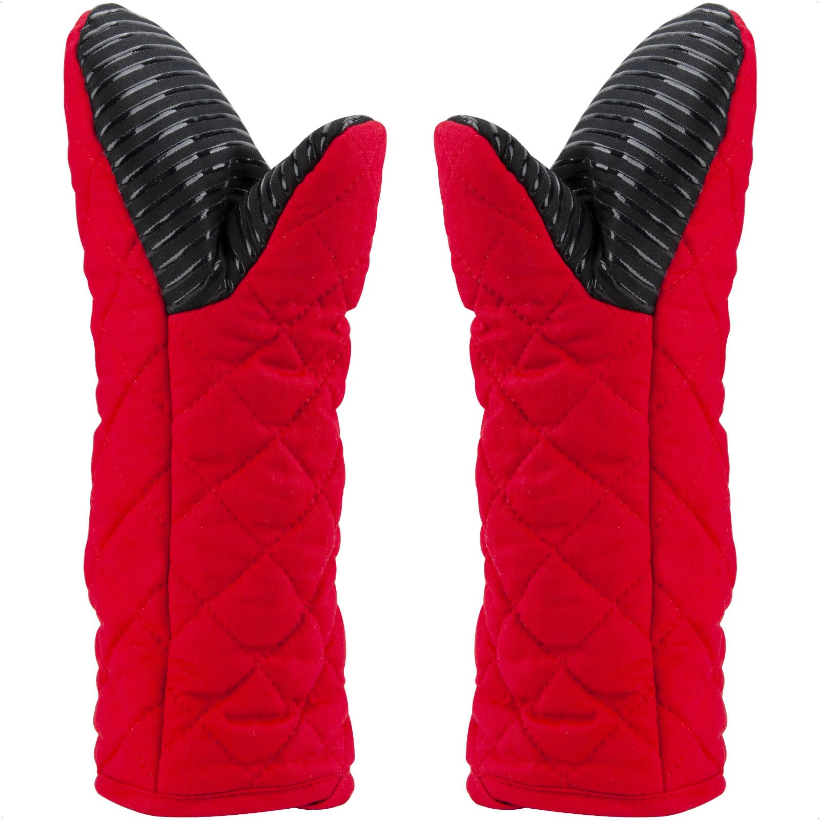 AYADA 2 Pack Puppet Oven Gloves Silicone 13" Long Sleeve Arm Soft Non-Slip,Oven Mitts Pair for Women Mum Hand for Microwave Home Kitchen Chef Cooking Baking Cookie (Red)