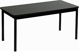 CORRELL, INC. Correll LT3060-07 Lab Table, 36" Standing / Stool Height, 30" x 60" Black Granite High-Pressure Laminate Top with Black Frame , Rock Solid Commercial Quality