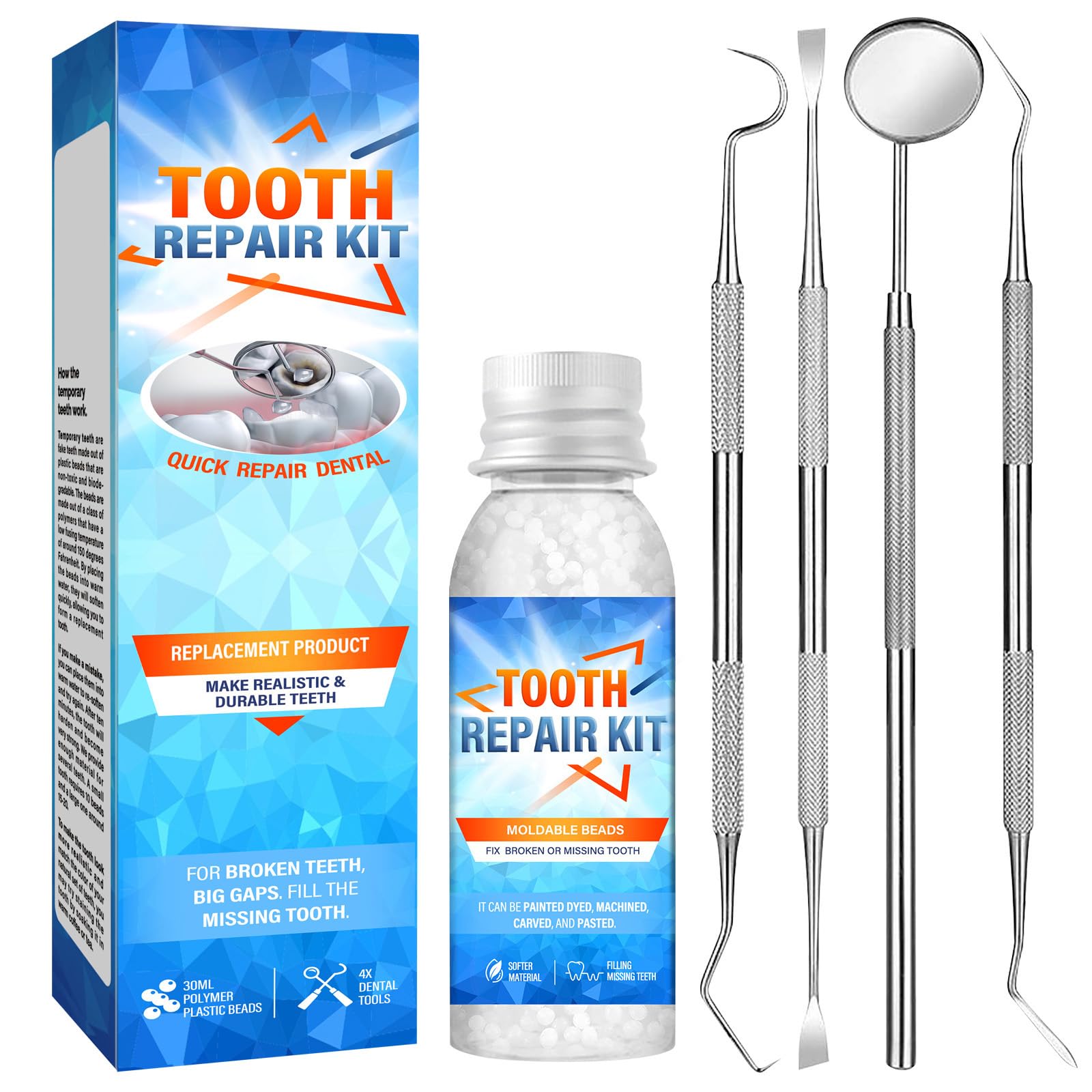 Photo 1 of Tooth Repair Kit, Instant Fix for Filling Broken & Missing Teeth, Comfortable & Moldable Teeth Replacement Kit, Regain Confidence in Your Smile, Easy to Use
