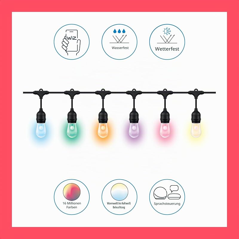 smarte Lichterkette Tunable White & Color, dimmbar, 16 Mio. Farben, smarte Steuerung per App/Stimme über WLAN