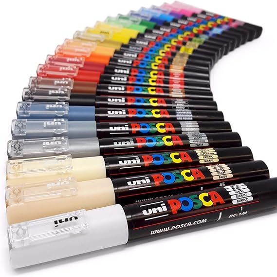 Lot complet de 21 marqueurs Uni Posca PC-1MC pour dessin sur tissu ...