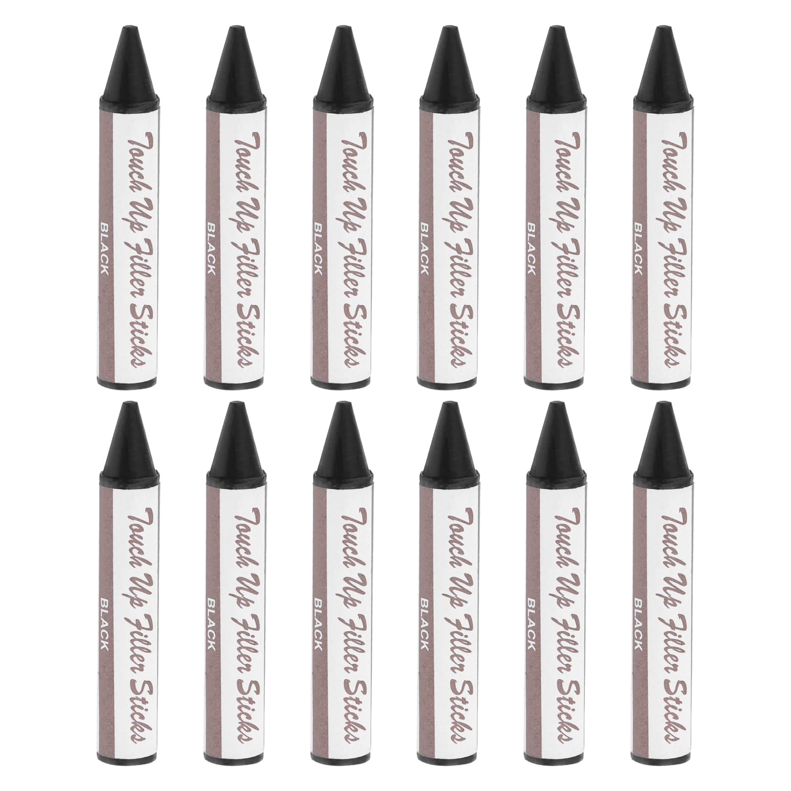 PATIKIL Furniture Markers Touch Up, 12 Pcs Wax Wood Filler Sticks Furniture Repair Crayons for Scratches, Wood Floor, Holes, Tables, Black