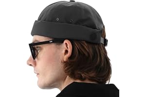 UNDERCONTROL Vintage Brimless Sailor Fisherman Leon Hat Miki Skull Docker Leather Strap Beanie Cap for Men & Women Korea