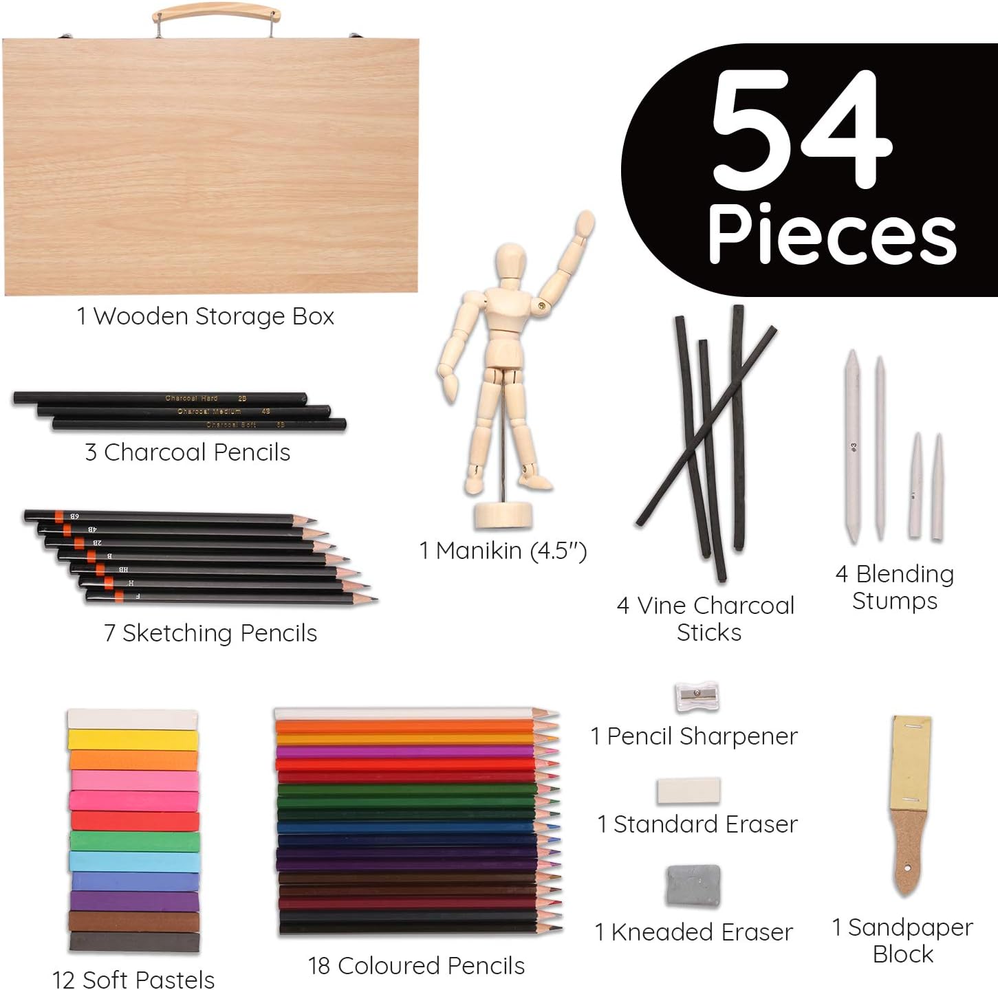 ARTISTIK Sketching Wooden Box Art Set including Mannequin - Image 4