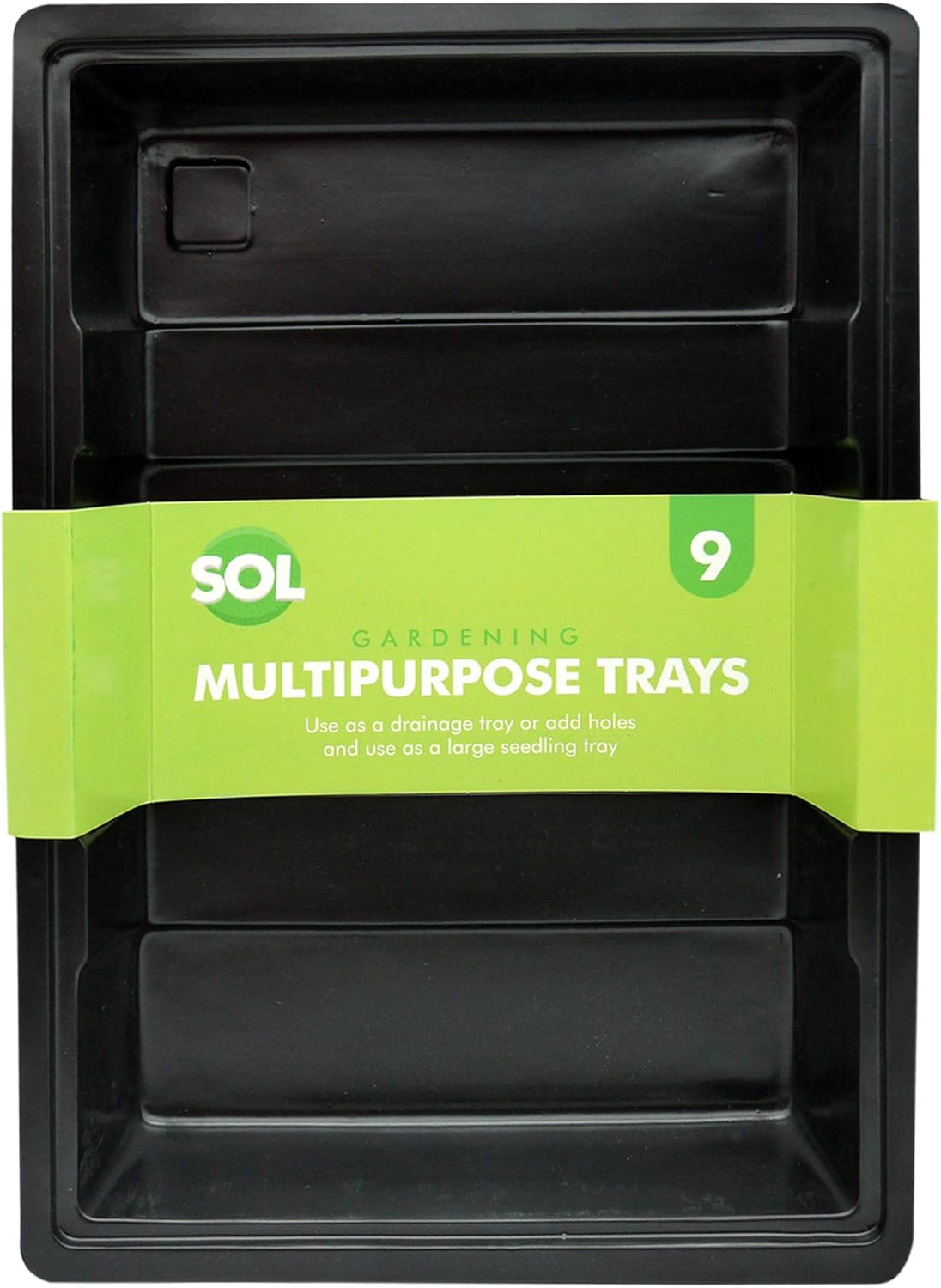 Multipurpose Garden Trays x 9 Durable Plastic Seed Trays Black