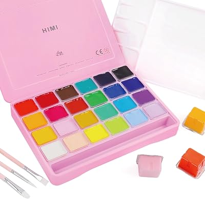 INK LAB HIMI Gouache Paint Kit 18 Colors Jelly Cup Design with Palette 30ml