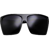 grinderPUNCH All Black Limo Dark Rectangular Flat Top Mob Oversized Sunglasses