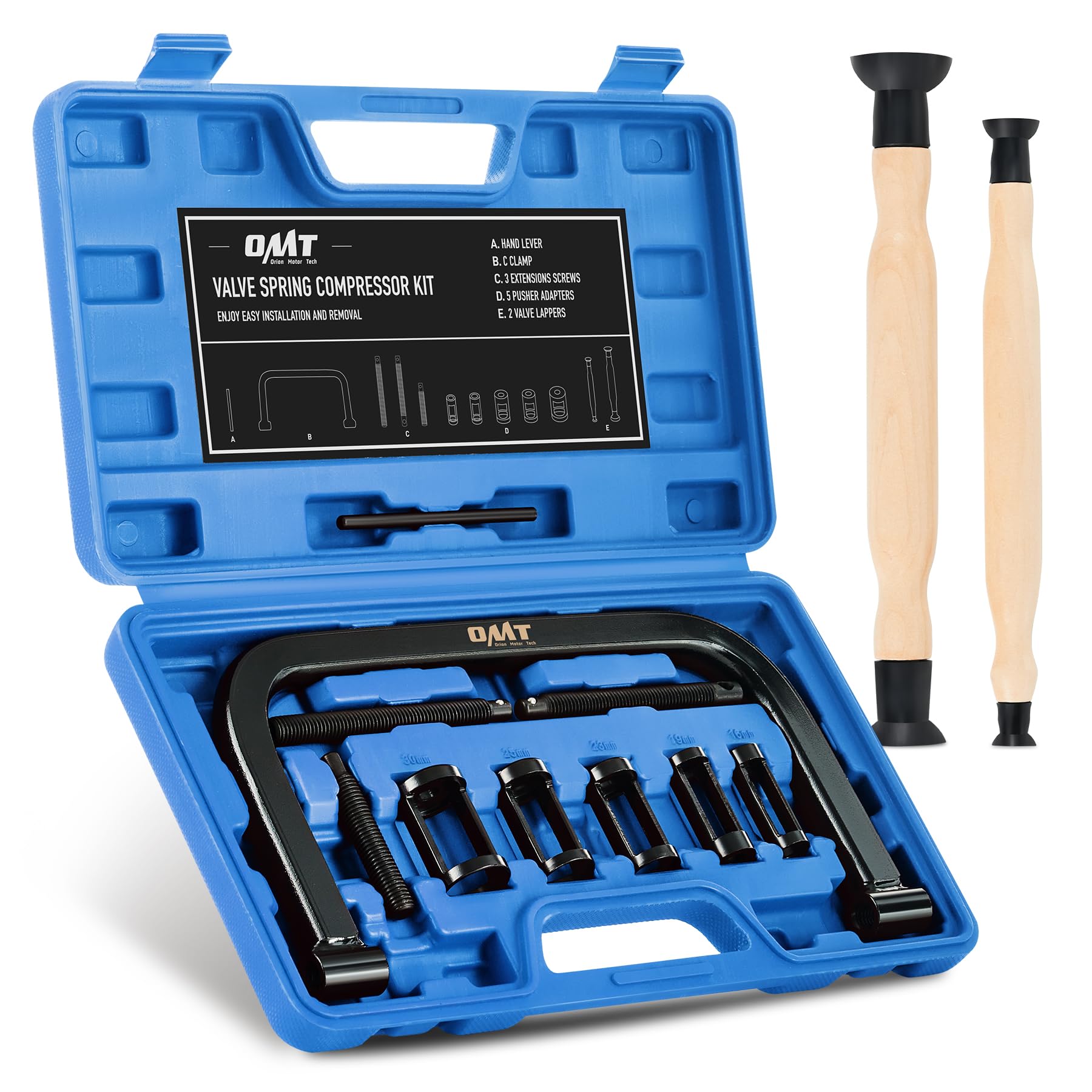Photo 1 of Orion Motor Tech Valve Spring Compressor, 10 Piece Spring Clamp Tool Kit with C Clamp, Collet Pusher Adapters, Extension Rods, and Lever for Car, Motorcycle, ATV, and Small Engine Repairs