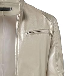 SWJGLITTR Men Slim Fit Motorcyle Leather Jacket