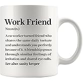 Panvola Work Friend Definition Mug Coworker Gifts Officemates Office Coworker Friend Gift Friendship Novelty Drinkware Ceramic Mug 11 oz White