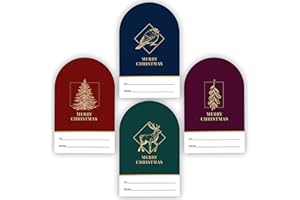 EASYKART LABELS Easykart 200 Christmas Stickers Tags with Gold Foil Design (4 Assorted Designs), 2 x 3 Inch Size for Christmas Decoration and Gift Packing