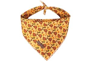 Lionet Paws Thanksgiving Dog Bandana Washable Cotton Handkerchief Scarf Triangle Turkey Bandana for Small Medium Large Dogs Girl Boy Gift