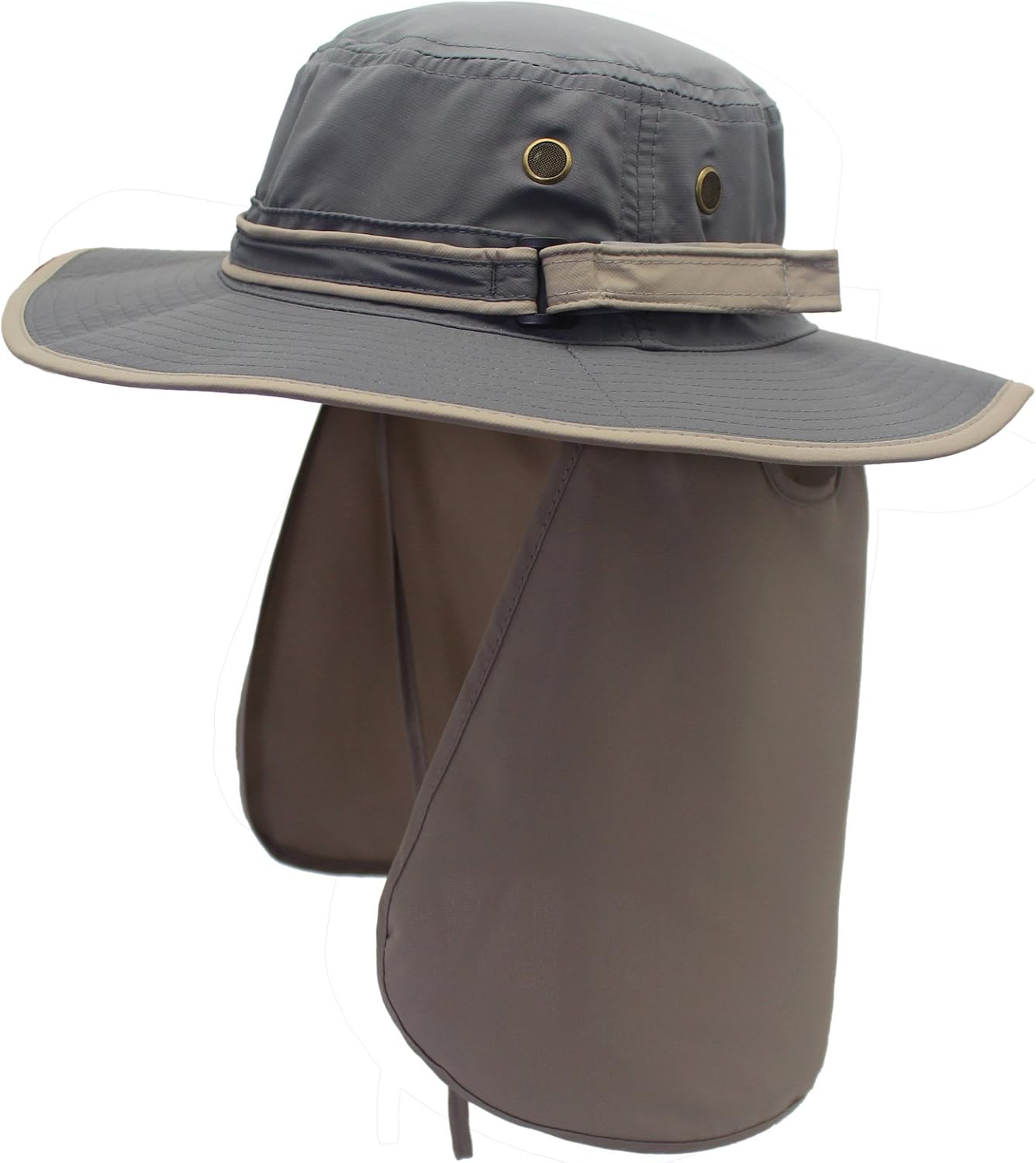 Home Prefer Unisex Quick Drying UV Protection Outdoor Sun Hat with Flap Neck Cover Foldable Fishing Cap Gray Brim: Clothing