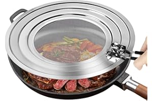 Stainless Steel Splatter Screen for Frying Pan - Grease Splatter Guard with Folding Handle - Cover Oil Splash from Bacon, Oil